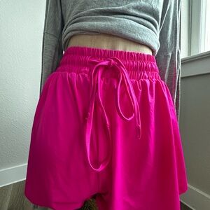Women's Hot Pink Athletic Drawstring Shorts